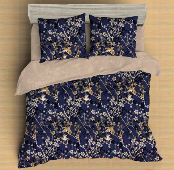 Изображение товара Комплект постельного белья Amore Mio Мако-сатин Delight Микрофибра Евро 31461 / 93077 (синий/лиловый/бежевый)