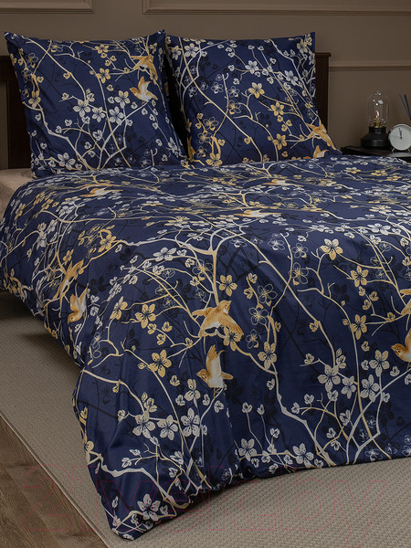 Изображение товара Комплект постельного белья Amore Mio Мако-сатин Delight Микрофибра Евро 31461 / 93077 (синий/лиловый/бежевый)