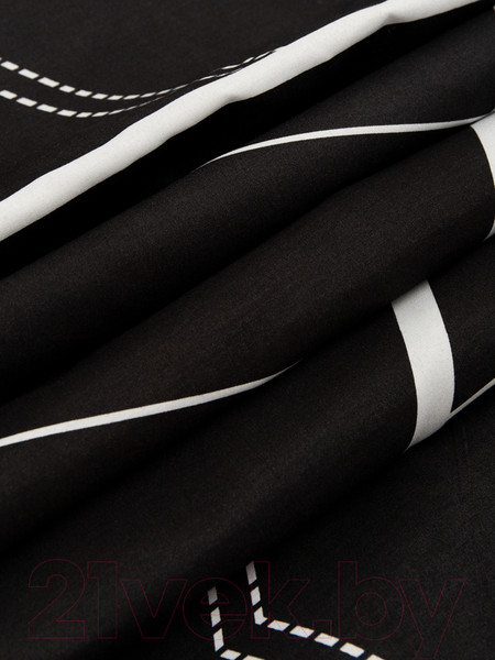 Изображение товара Комплект постельного белья Amore Mio Мако-сатин Geo Микрофибра Евро / 93092 (черный/белый)