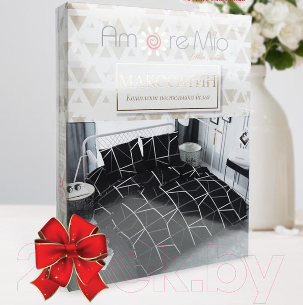 Изображение товара Комплект постельного белья Amore Mio Мако-сатин Geo Микрофибра Евро / 93092 (черный/белый)