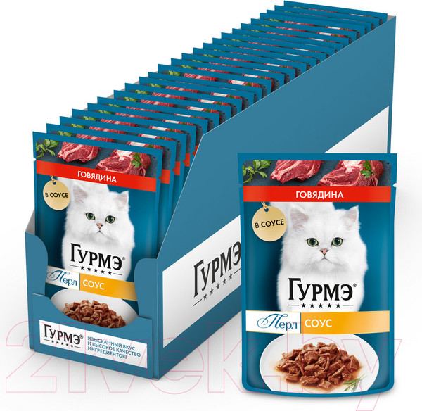 Изображение товара Влажный корм для кошек Гурмэ Перл говядина соус (75г)