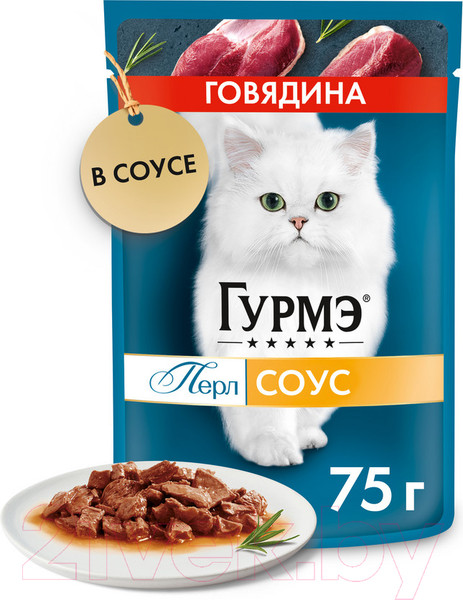 Изображение товара Влажный корм для кошек Гурмэ Перл говядина соус (75г)