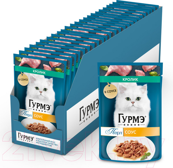 Изображение товара Влажный корм для кошек Гурмэ Перл кролик соус (75г)