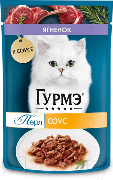 Изображение товара Влажный корм для кошек Гурмэ Перл ягненок соус (75г)