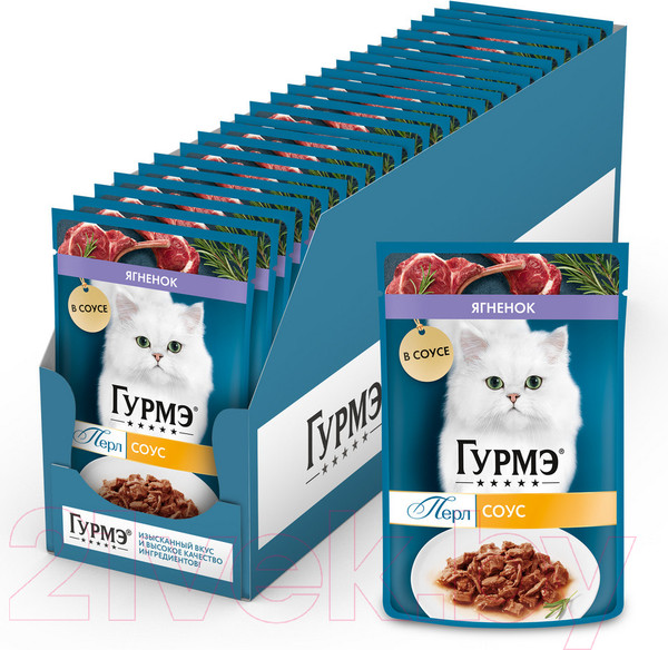 Изображение товара Влажный корм для кошек Гурмэ Перл ягненок соус (75г)