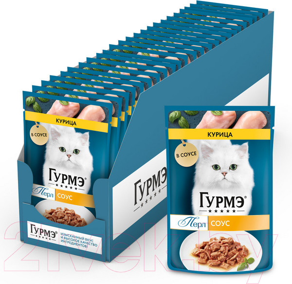 Изображение товара Влажный корм для кошек Гурмэ Перл курица соус (75г)