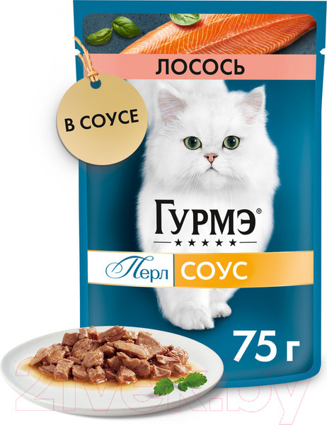 Изображение товара Влажный корм для кошек Гурмэ Перл лосось соус (75г)