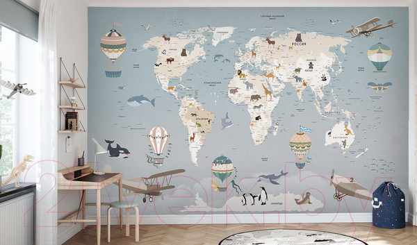 Изображение товара Фотообои листовые Vimala Карта мира (270x400)