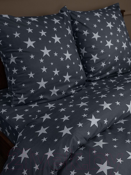 Изображение товара Комплект постельного белья Amore Mio Мако-сатин Stars Микрофибра 2сп 24474 / 93805 (серый/белый)