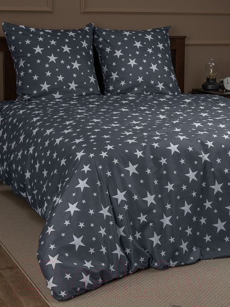Изображение товара Комплект постельного белья Amore Mio Мако-сатин Stars Микрофибра 2сп 24474 / 93805 (серый/белый)