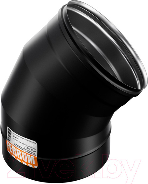 Изображение товара Поворот дымохода Ferrum Ф115 / f6107 (угол 135°, 430/0.8 мм, эмаль, 600° черный)
