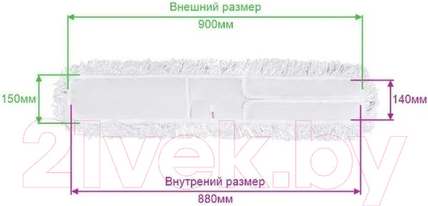 Изображение товара Моп для швабры OfficeClean Professional Хлопок ворс карман завяз (90x15см, белый)