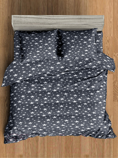 Изображение товара Комплект постельного белья Amore Mio Мако-сатин Stars Микрофибра 2сп 24474 / 93805 (серый/белый)