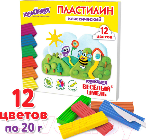 Изображение товара Пластилин Юнландия Веселый шмель / 106431 (12цв)