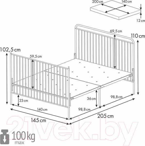Изображение товара Детская кровать-трансформер Polini Kids Vintage 400 / 0002471.22 (черный матовый)