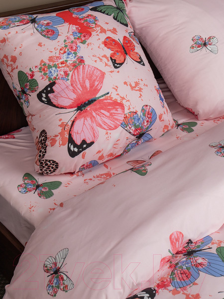 Изображение товара Комплект постельного белья Amore Mio Мако-сатин Butterflies Микрофибра Евро / 93794 (розовый)