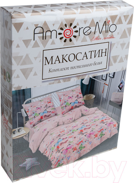Изображение товара Комплект постельного белья Amore Mio Мако-сатин Butterflies Микрофибра Евро / 93794 (розовый)
