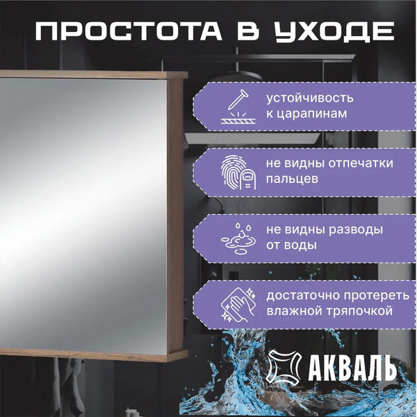 Изображение товара Шкаф с зеркалом для ванной Акваль Джиа 50 / ДЖИА.04.50.00.L