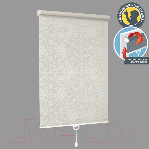 Изображение товара Рулонная штора Delfa Сантайм Металлик Принт СРШП-05В 7591 (48x170, кремовый)