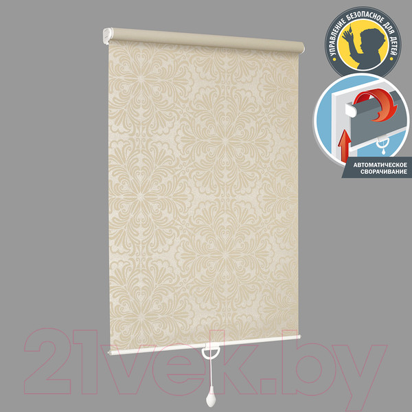 Изображение товара Рулонная штора Delfa Сантайм Металлик Принт СРШП-05В 7594 (52x170, светло-бежевый)