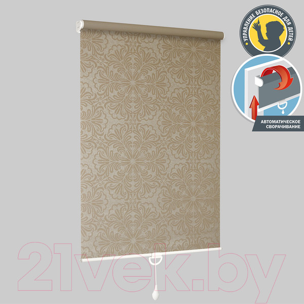 Изображение товара Рулонная штора Delfa Сантайм Металлик Принт СРШП-05В 7593 (48x170, темно-бежевый)