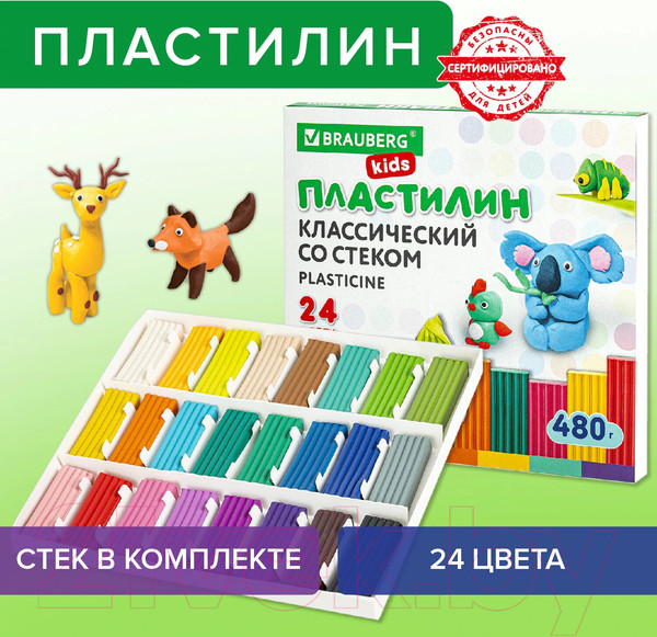 Изображение товара Пластилин Brauberg Kids / 106437 (24цв)