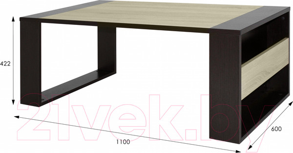 Изображение товара Журнальный столик Мебелик BeautyStyle 25 (венге/сонома без стекла)