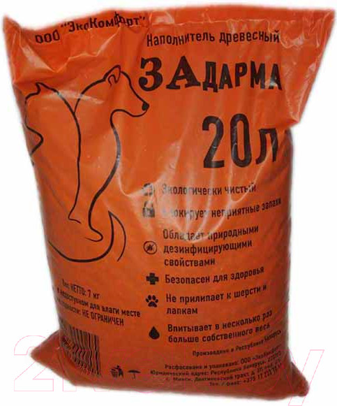 Изображение товара Наполнитель для туалета Задарма Древесный (7кг)