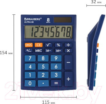Изображение товара Калькулятор Brauberg Ultra-08-BU / 250508 (синий)
