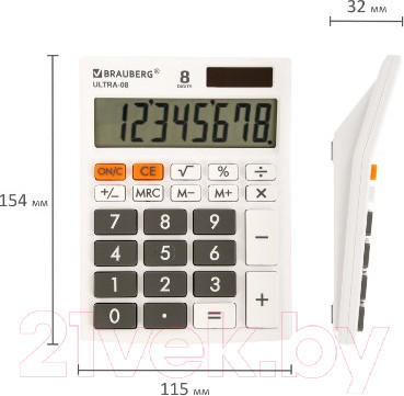 Изображение товара Калькулятор Brauberg Ultra-08-WT / 250512 (белый)