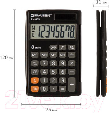 Изображение товара Калькулятор Brauberg PK-865-BK / 250524 (черный)