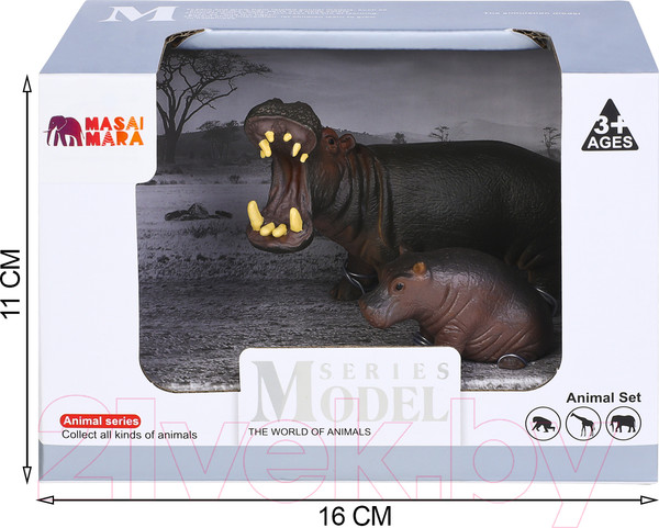 Изображение товара Набор фигурок коллекционных Masai Mara Мир диких животных. Семья бегемотов / MM211-111