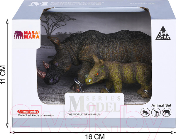 Изображение товара Набор фигурок коллекционных Masai Mara Мир диких животных. Семья носорогов / MM211-112