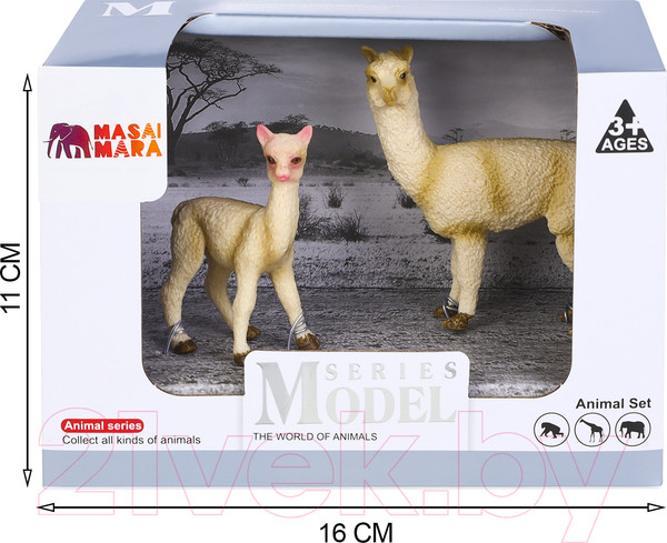 Изображение товара Набор фигурок коллекционных Masai Mara Мир диких животных. Семья белых лам / MM211-129