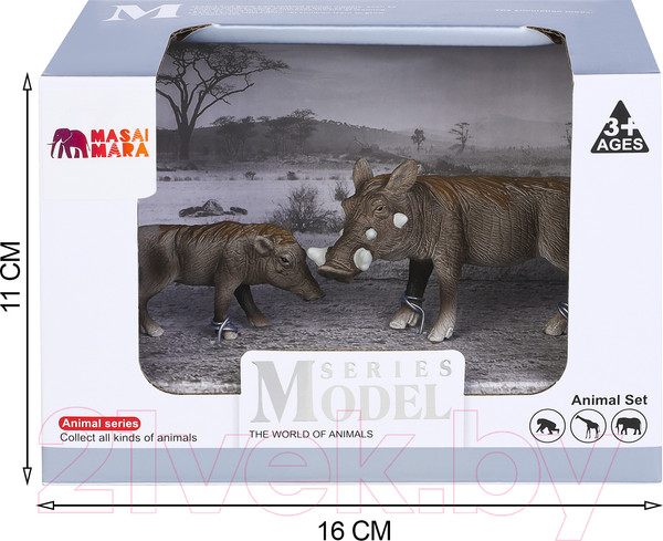 Изображение товара Набор фигурок коллекционных Masai Mara Мир диких животных. Семья бородавочников / MM211-131