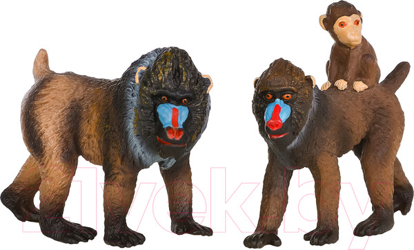 Изображение товара Набор фигурок коллекционных Masai Mara Мир диких животных. Семья обезьян мандрил / MM211-142