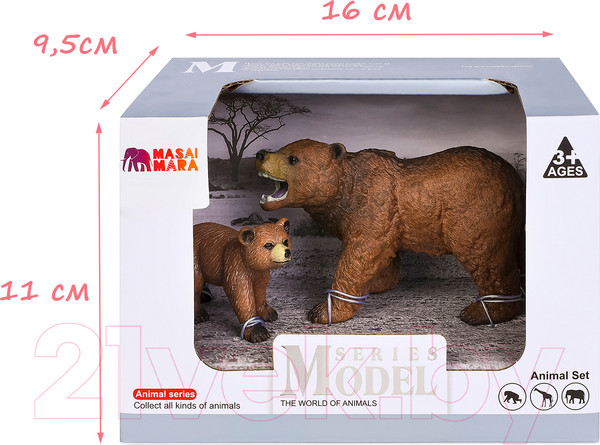 Изображение товара Набор фигурок коллекционных Masai Mara Мир диких животных. Семья бурых медведей / MM211-143