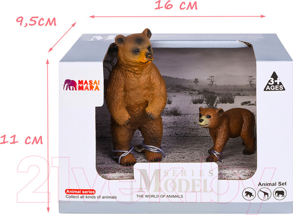 Изображение товара Набор фигурок коллекционных Masai Mara Мир диких животных. Семья бурых медведей / MM211-144