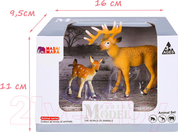 Изображение товара Набор фигурок коллекционных Masai Mara Мир диких животных. Семья оленей / MM211-145