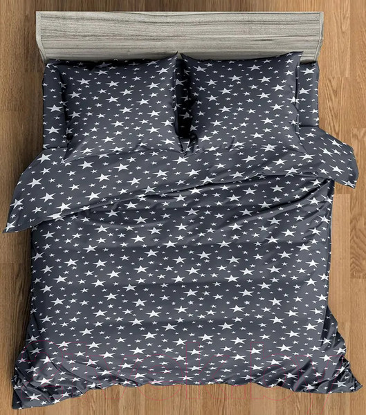 Изображение товара Комплект постельного белья Amore Mio Мако-сатин Stars Микрофибра 1.5сп 23543 / 93804 (серый/белый)