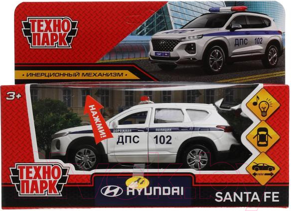 Изображение товара Автомобиль игрушечный Технопарк Hyundai Santafe Полиция / SANTAFE2-12SLPOL-WH