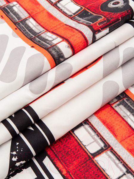 Изображение товара Комплект постельного белья Amore Mio Мако-сатин Bridge Микрофибра Евро / 92918 (красный/черный/белый/серый)