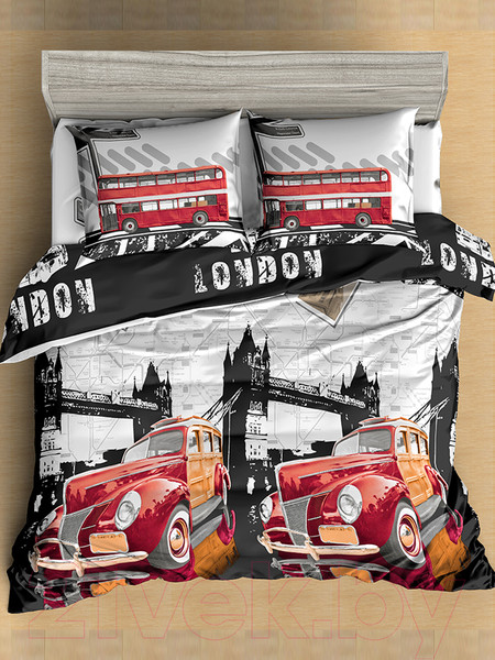 Изображение товара Комплект постельного белья Amore Mio Мако-сатин Bridge Микрофибра Евро / 92918 (красный/черный/белый/серый)