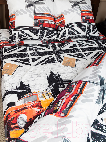 Изображение товара Комплект постельного белья Amore Mio Мако-сатин Bridge Микрофибра Евро / 92918 (красный/черный/белый/серый)