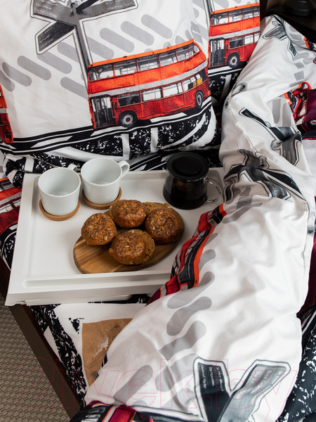 Изображение товара Комплект постельного белья Amore Mio Мако-сатин Bridge Микрофибра Евро / 92918 (красный/черный/белый/серый)