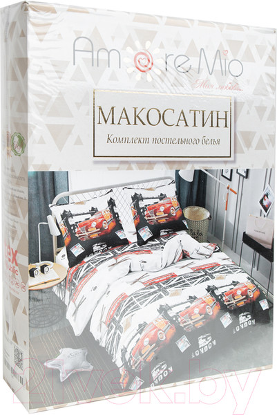 Изображение товара Комплект постельного белья Amore Mio Мако-сатин Bridge Микрофибра Евро / 92918 (красный/черный/белый/серый)