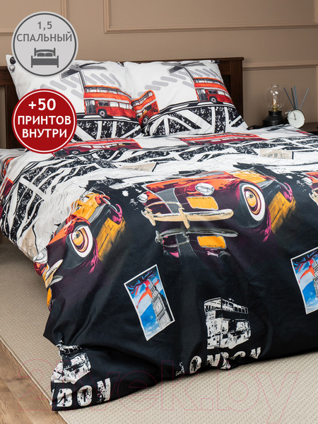 Изображение товара Комплект постельного белья Amore Mio Мако-сатин Bridge Микрофибра Евро / 92918 (красный/черный/белый/серый)