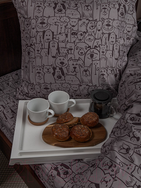 Изображение товара Комплект постельного белья Amore Mio Мако-сатин Dogs Микрофибра 1.5сп / 93042 (коричневый)