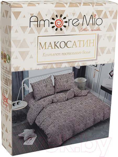 Изображение товара Комплект постельного белья Amore Mio Мако-сатин Dogs Микрофибра 1.5сп / 93042 (коричневый)