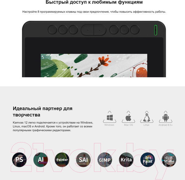 Изображение товара Графический планшет Huion Kamvas 12 (черный)